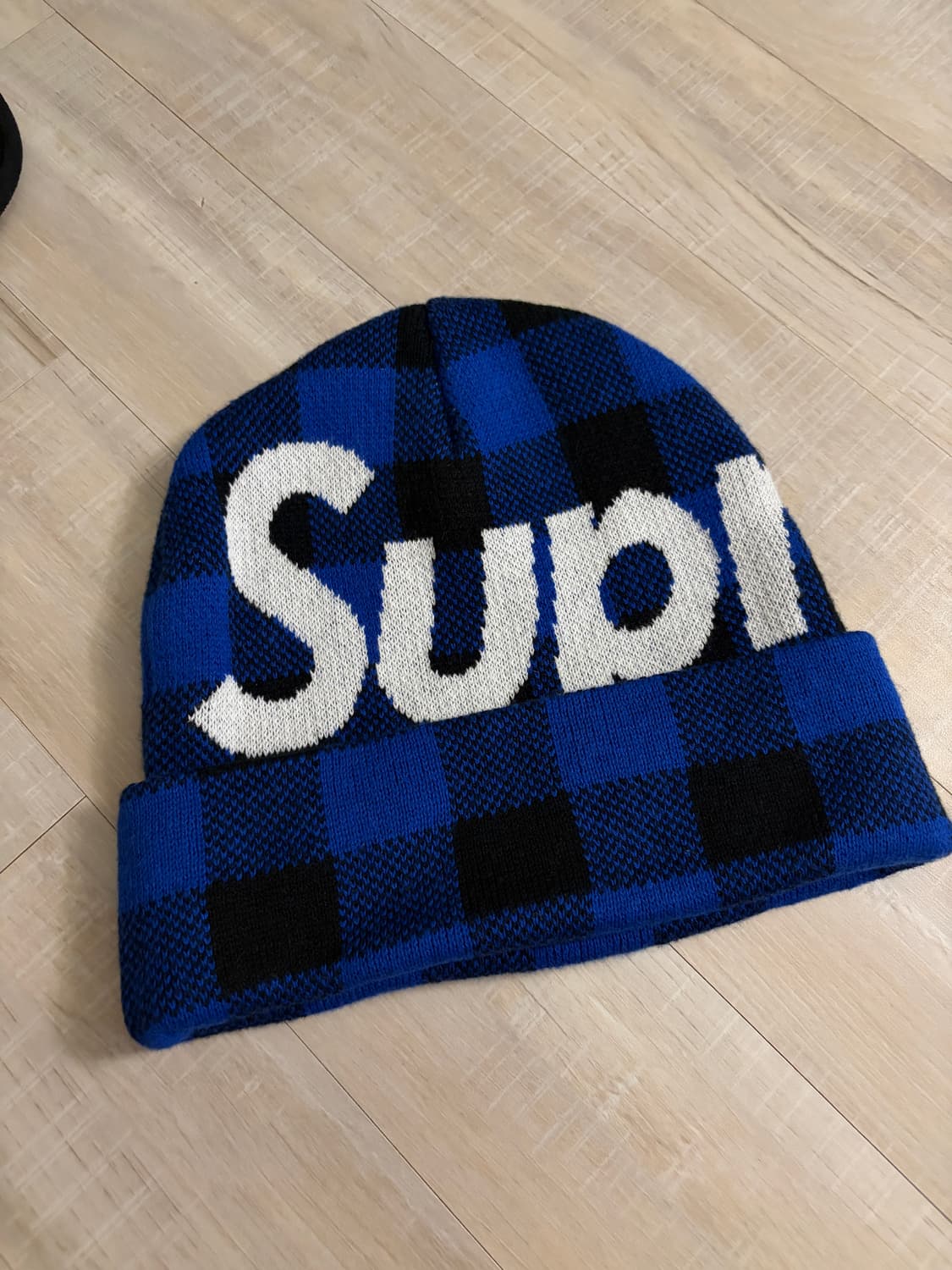 슈프림 빅 로고 비니 블루 플래드 - 20FW 상품이미지1