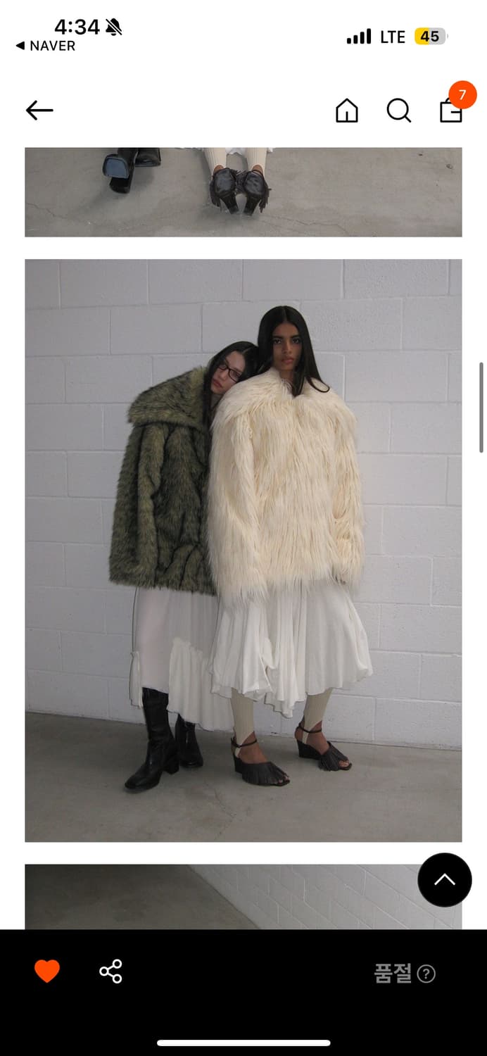 파르티멘토 우먼 와일드 카라 헤어리 퍼자켓 아이보리 상품이미지2