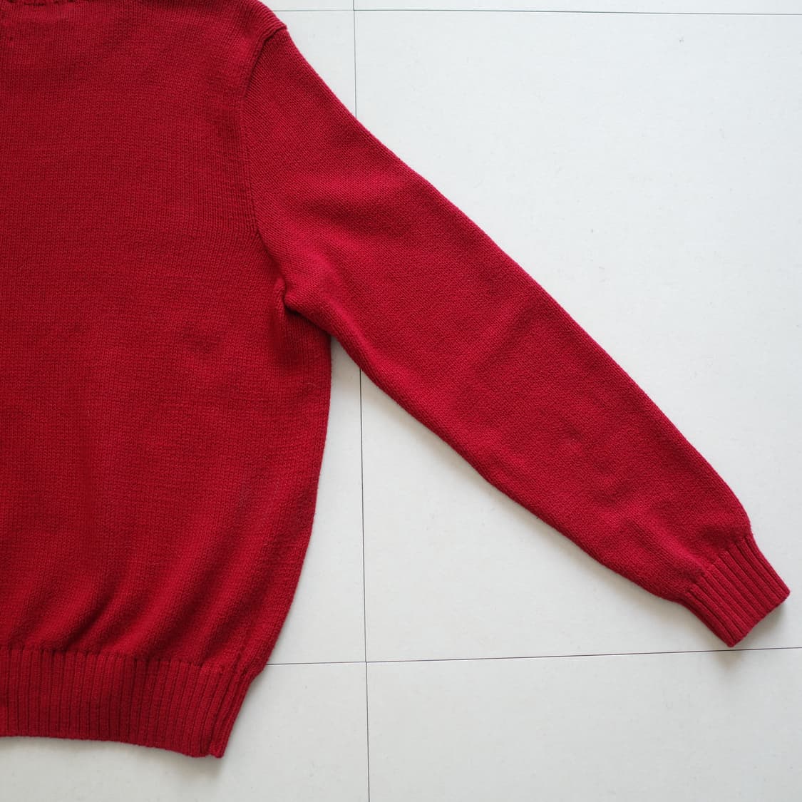 90s [XL] 폴로 랄프로렌 레드 피마코튼 크루넥 니트 상품이미지8