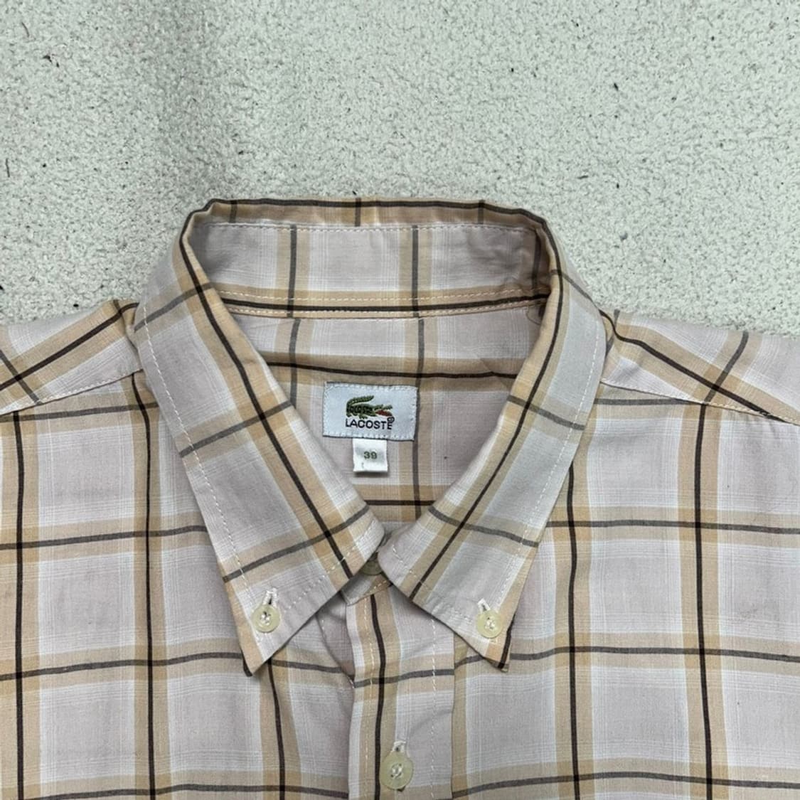 LACOSTE 체크 반팔 셔츠 베이지 39 상품이미지5