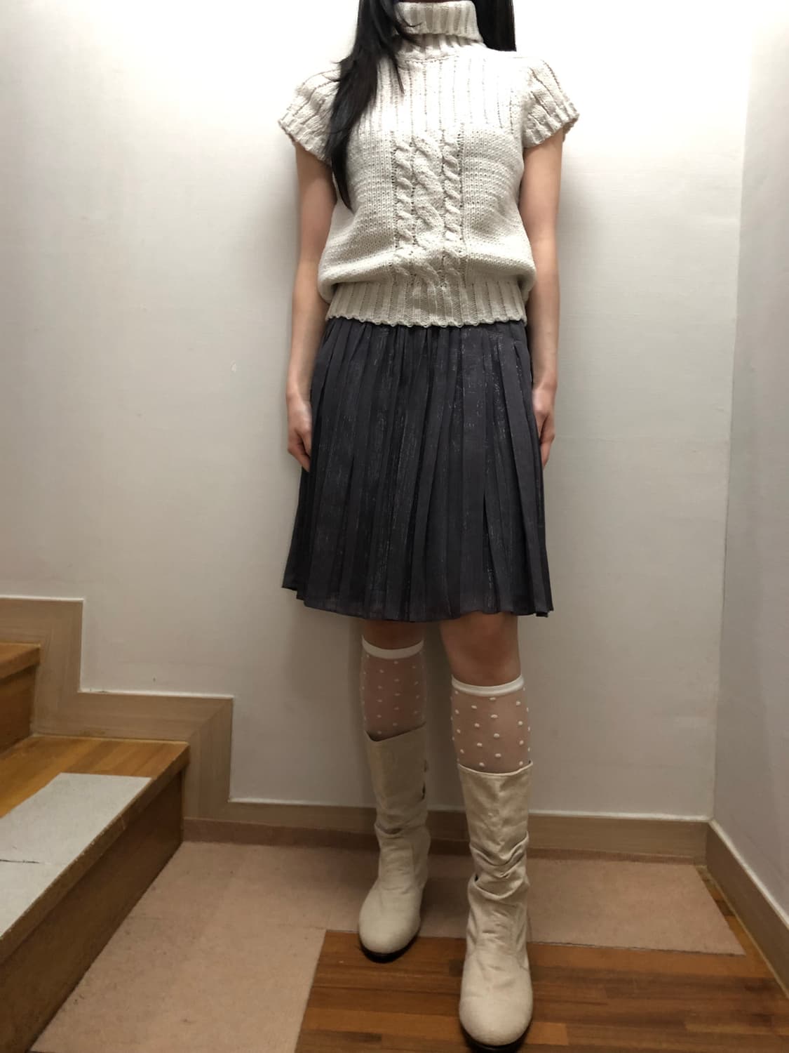 빈티지 그레이 글리터 플리츠 스커트 상품이미지5