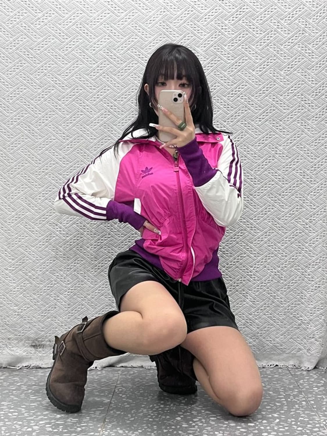 아디다스 Y2K 레트로 대장급 퍼플핑크 바람막이 자켓 95 C11179 상품이미지2