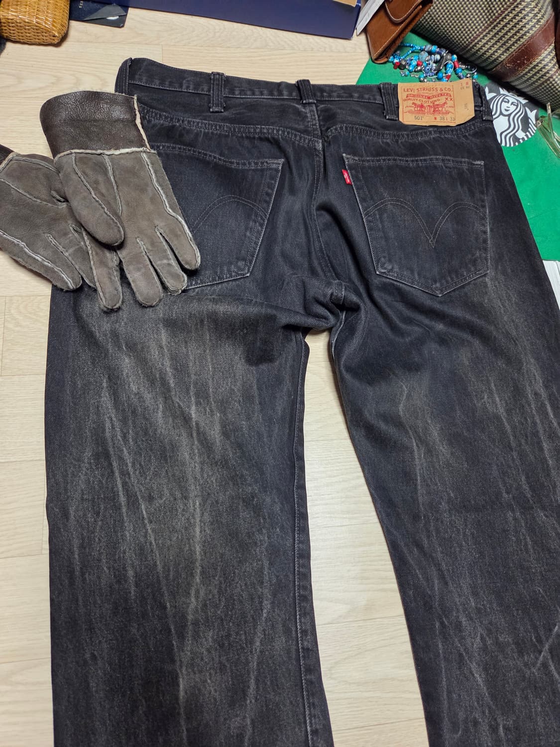 LEVIS 501 빈티지크랙 워싱 흑청 플레임 상품이미지5