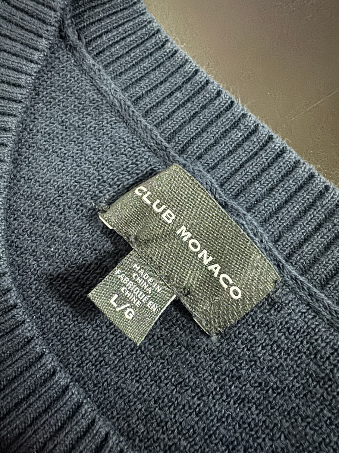 한섬 클럽모나코 와플 긴팔 코튼 니트 네이비 상품이미지3