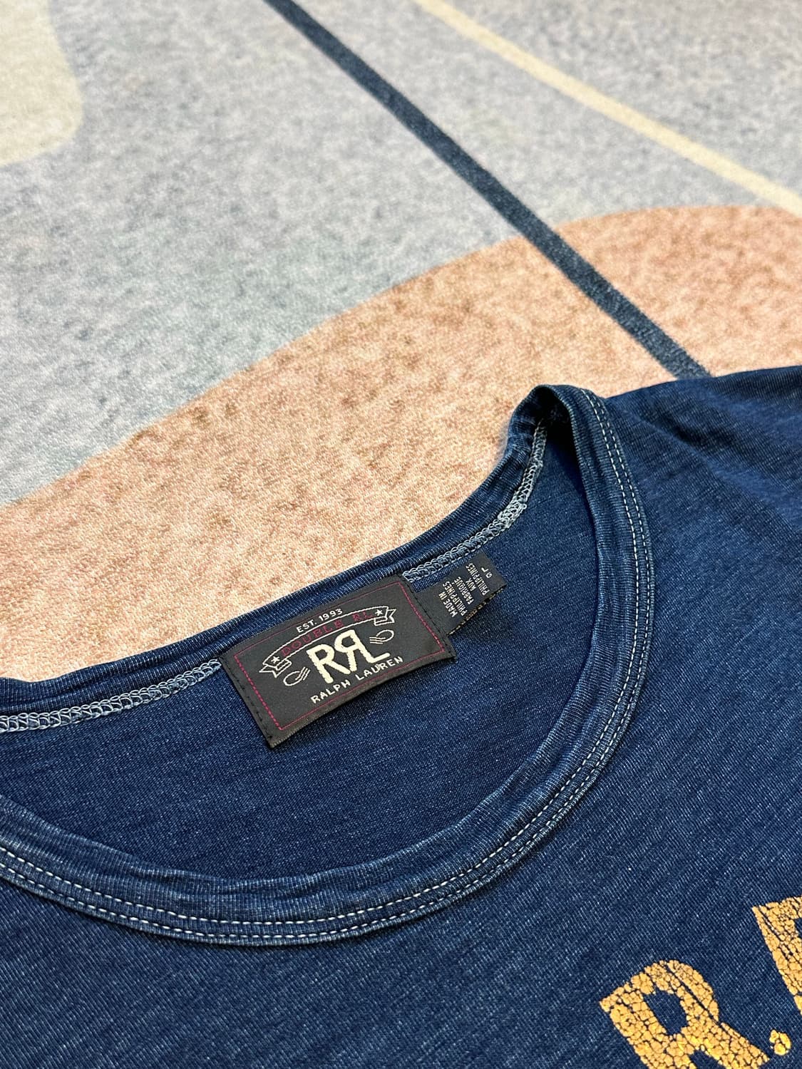 [L] RRL (더블알엘) US RRL 로고 반팔 인디고 상품이미지3