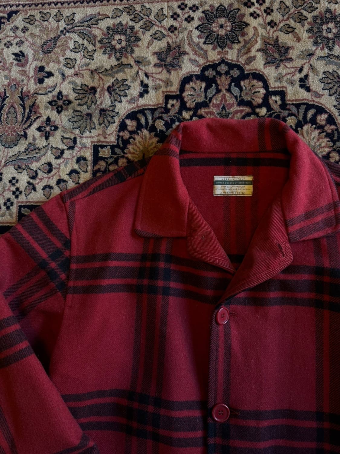 베네통 헤비멜톤울 버팔로 체크 자켓 105 상품이미지2