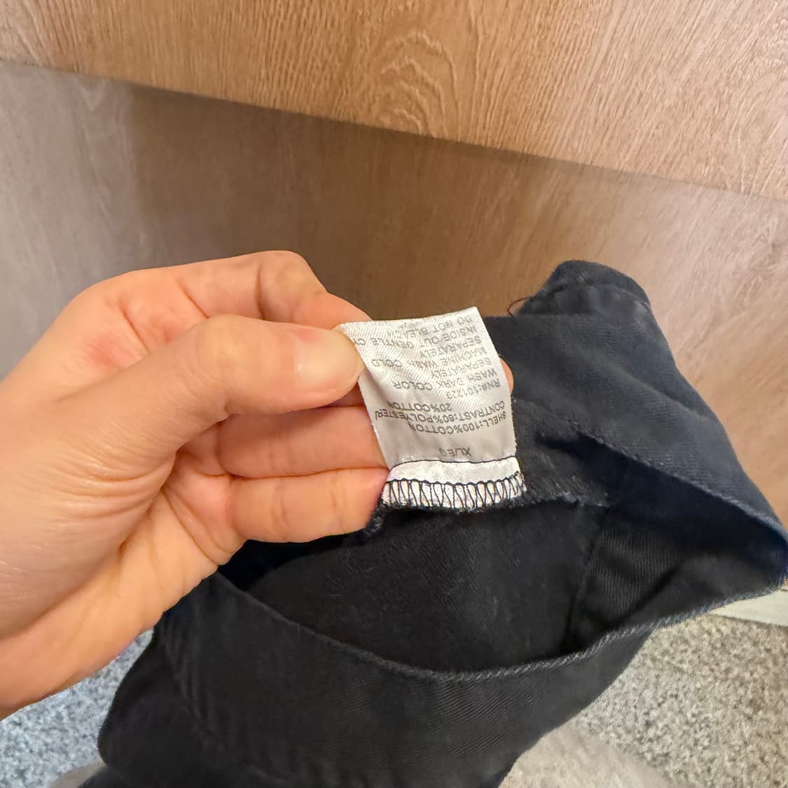 빈티지 코튼 자켓 그레이 스웨트 후드 레이어드 배색 디테일 블랙 상품이미지6