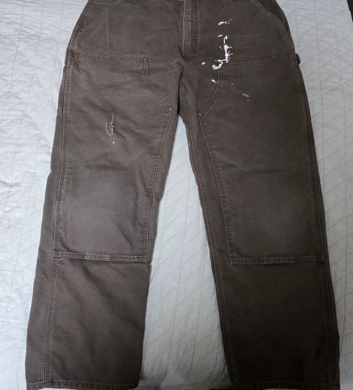 [42X32] 빈티지 칼하트 더블니 B136DKB 워크팬츠 페인트 DK3 상품이미지1