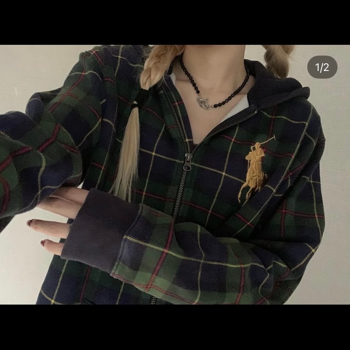 폴로 블랙와치 빅포니 후드집업 체크 상품이미지2