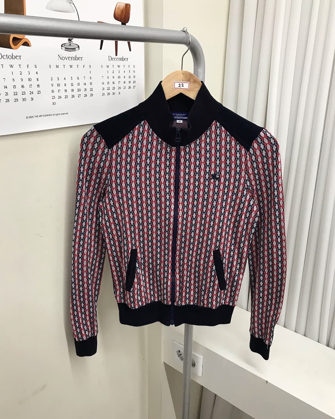 버버리 로고 아가일 집업 자켓 상품이미지1