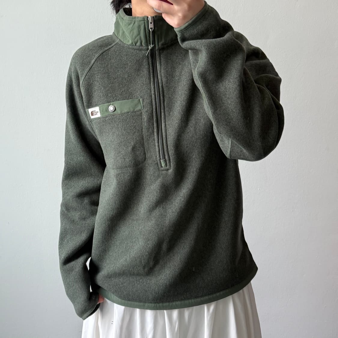 [M] 노스페이스 카키 플리스 반집업 상품이미지2