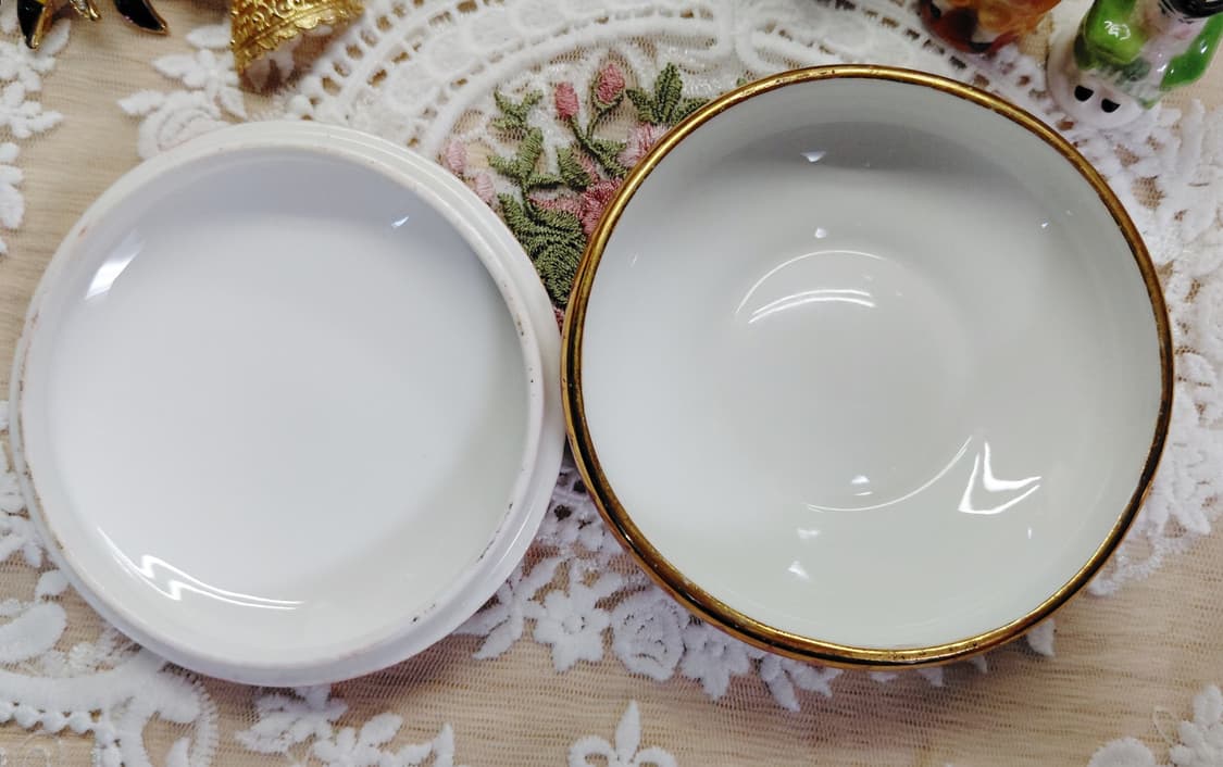 Antique)1900년대초반 앤틱 로즈 패턴 핑크색 포슬린 보석함 상품이미지9