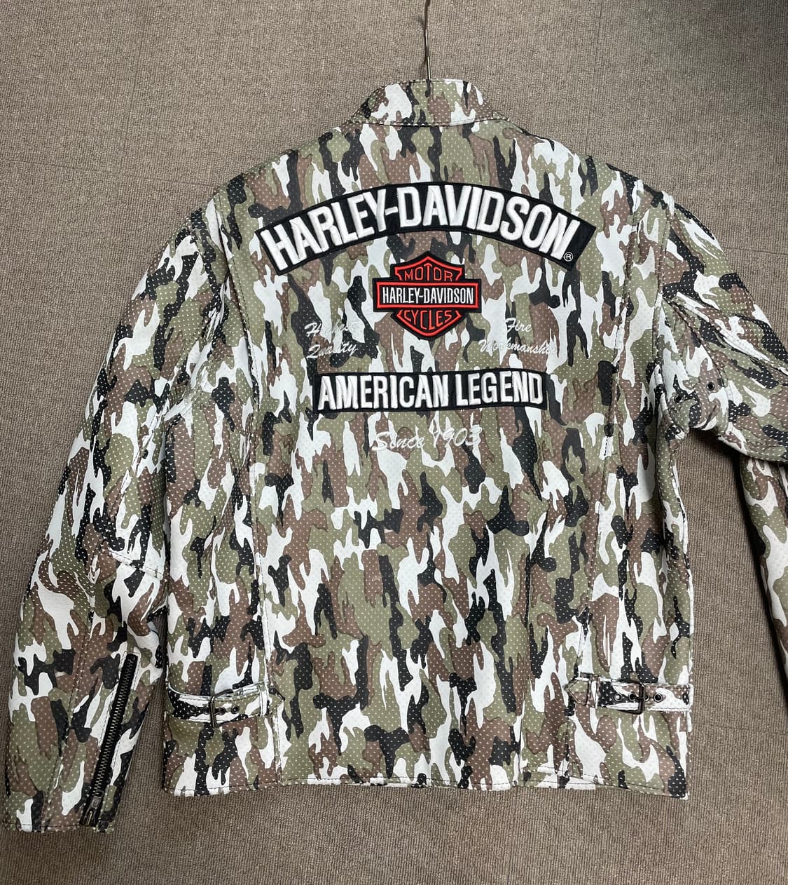 (105) 할리 커스텀 카모 소가죽 리얼레더 라이더자켓 상품이미지4