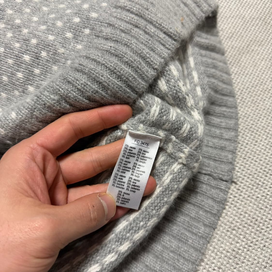 라코스테 그레이 패턴 니트 스웨터 상품이미지3