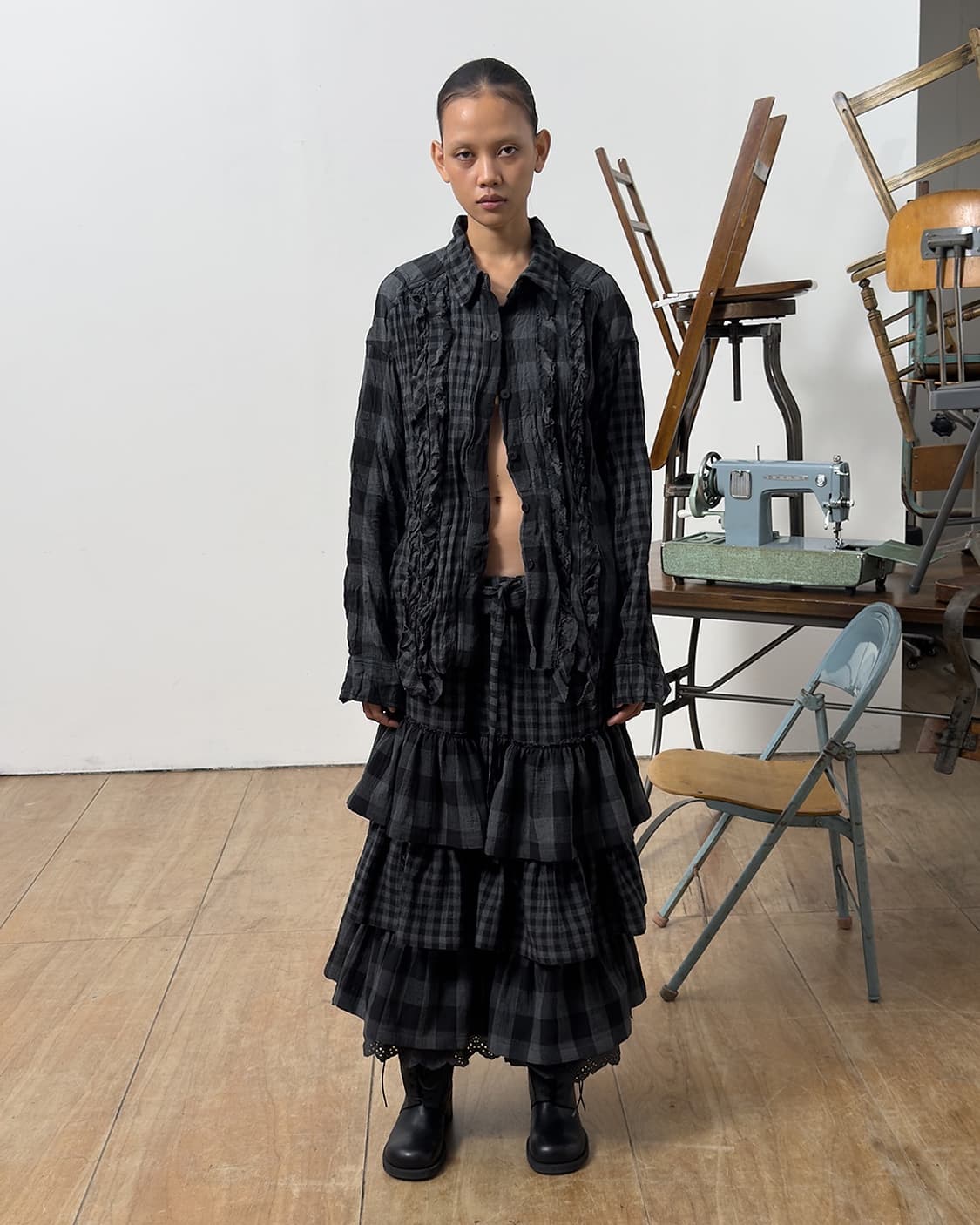 Check crinkled set up  상품이미지1