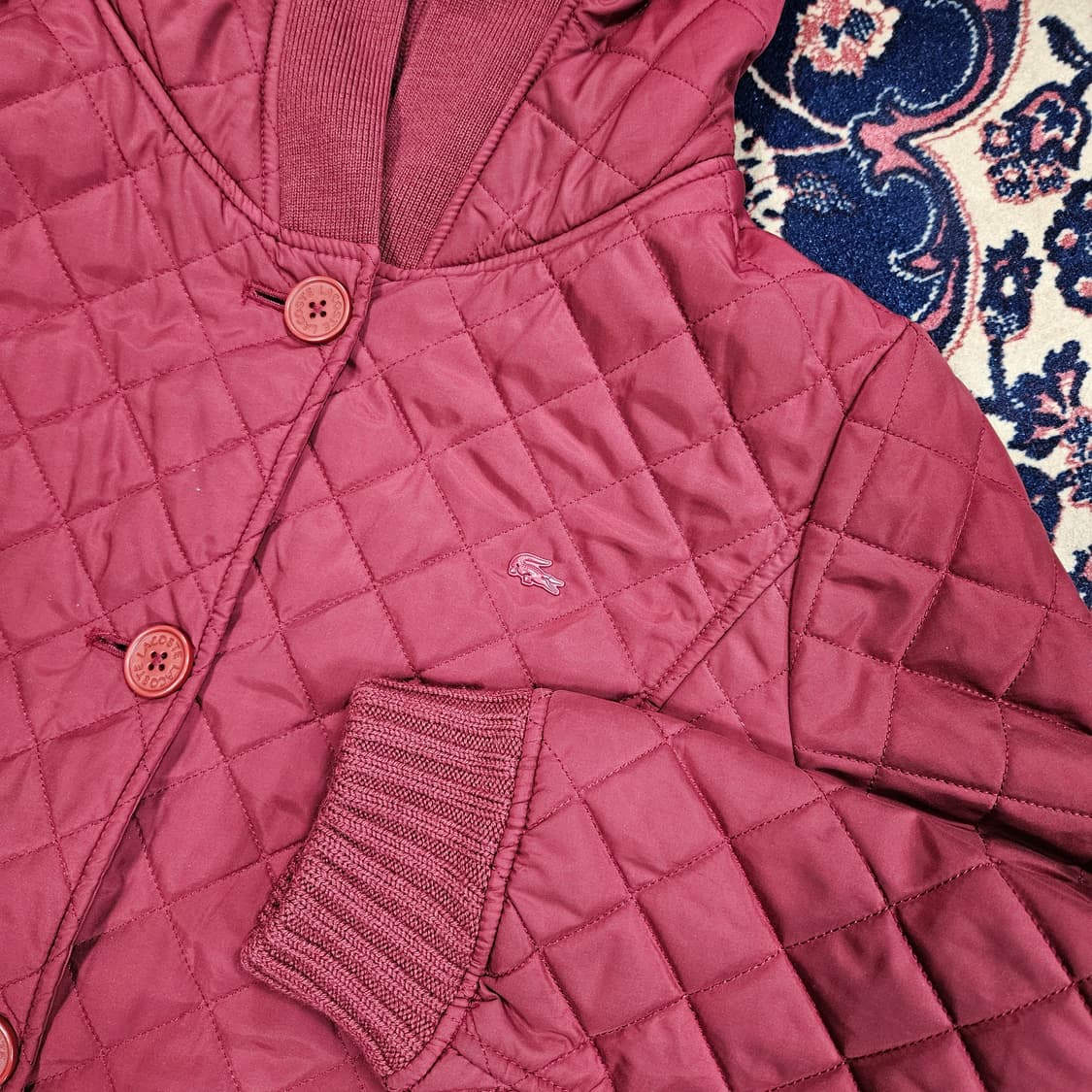 라코스테(Lacoste) 니트 배색 퀄팅 후드 자켓 38size 상품이미지3