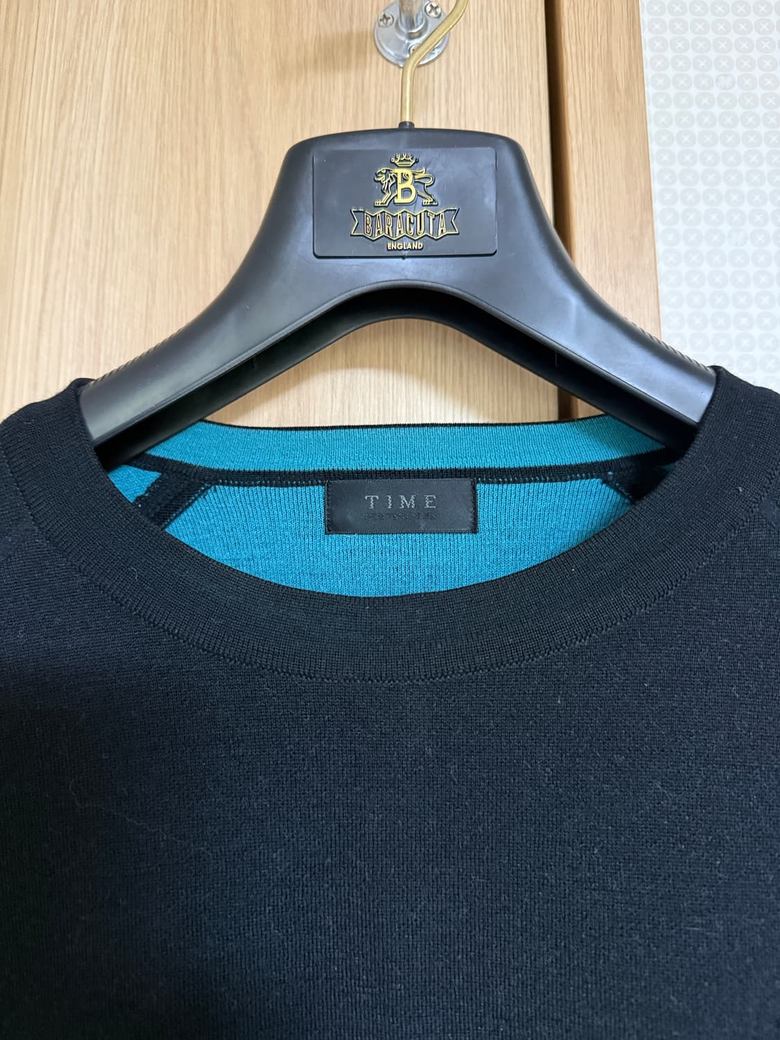 타임옴므 블랙/터콰이즈 니트 105사이즈  상품이미지2