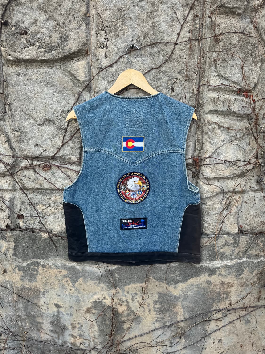 90s 할리데이비슨 빈티지 패치 커스텀 데님 가죽 레더 베스트 조끼 상품이미지2