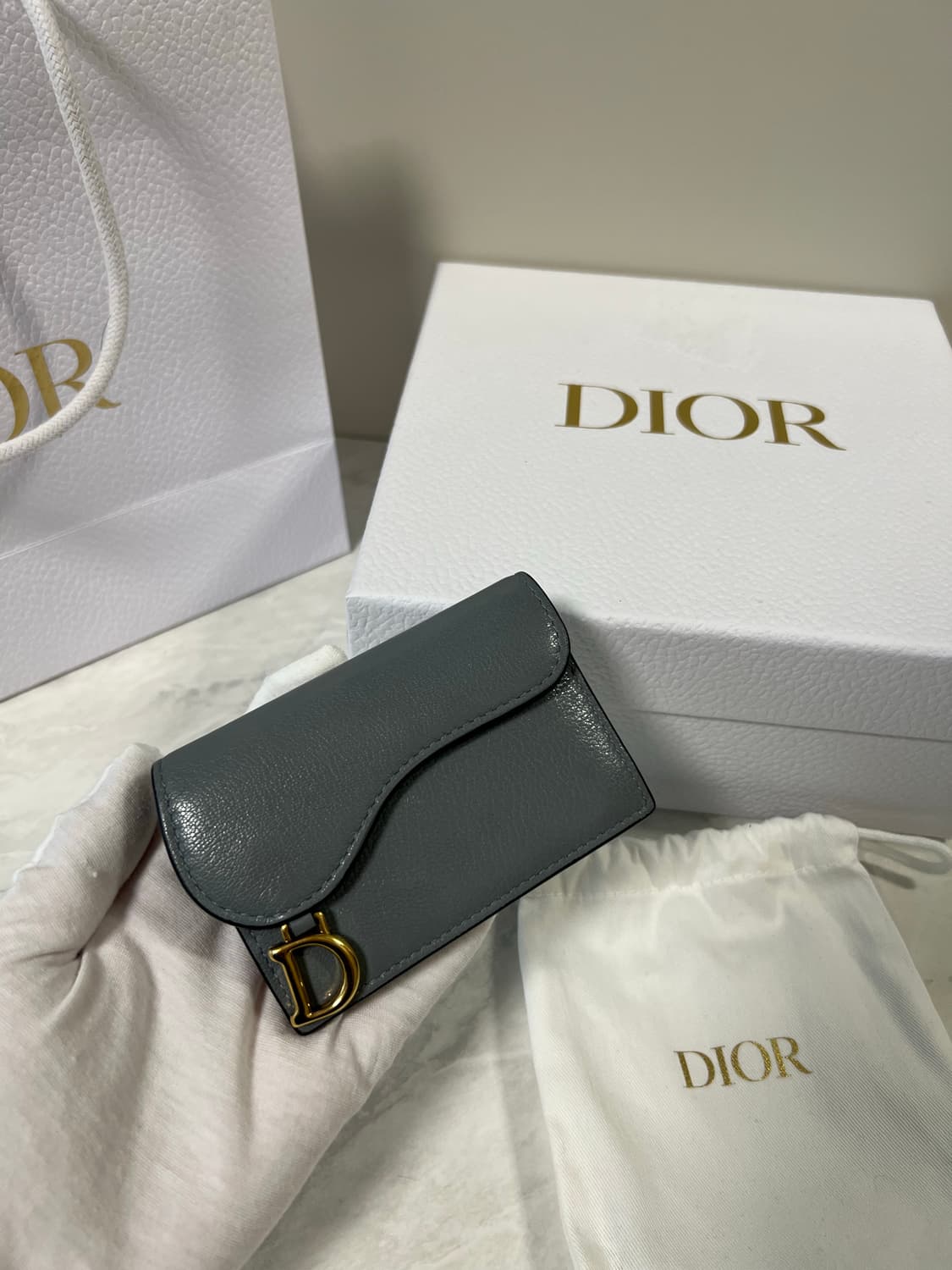 디올 새들 카드지갑 클라우드 블루 상품이미지1