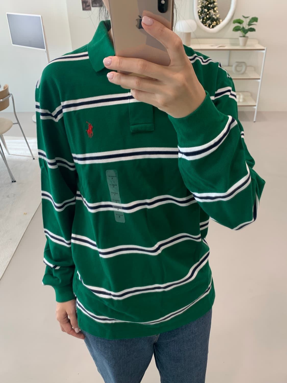 폴로 랄프로렌 스트라이프 긴팔 카라티 그린 S,M,L 상품이미지1