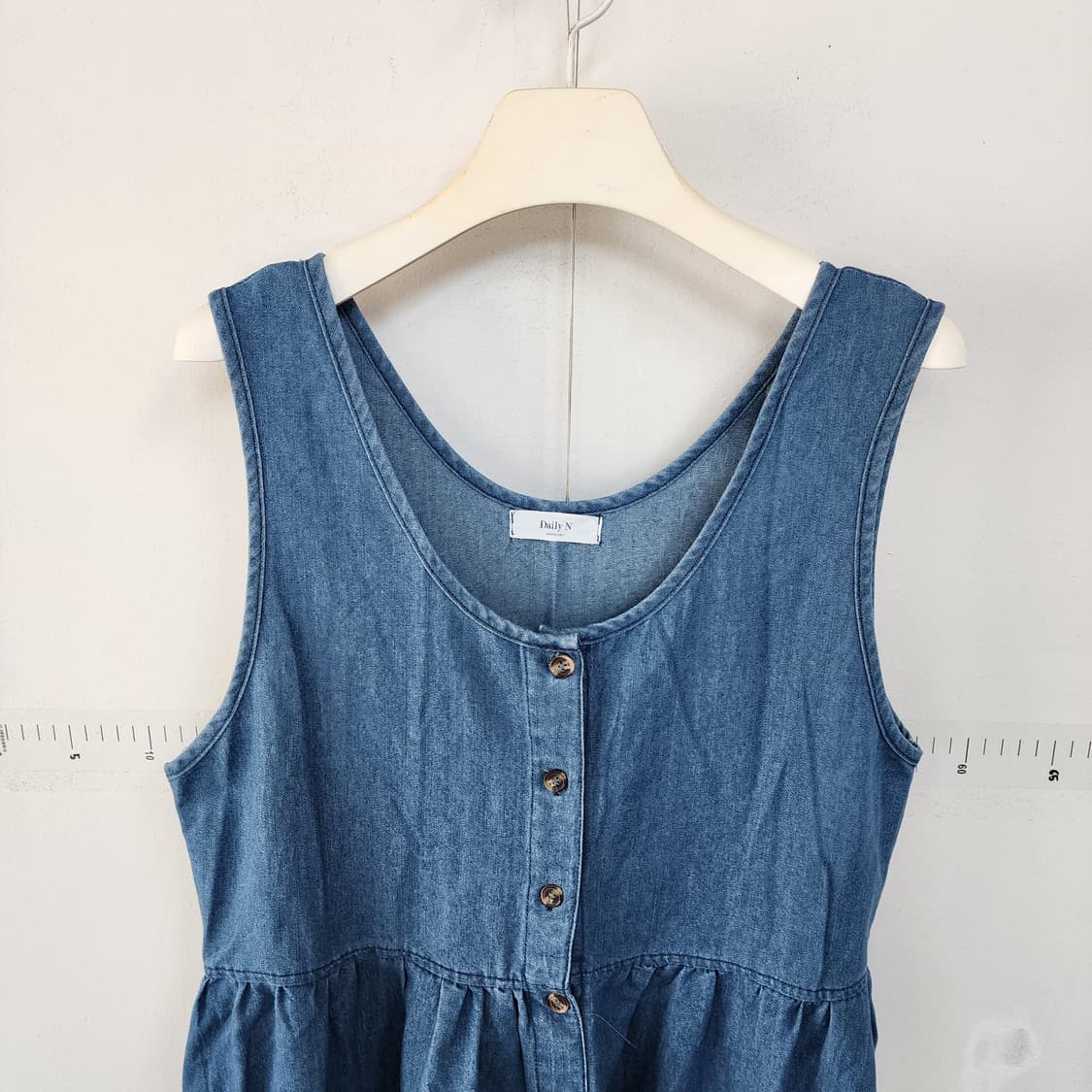 데님 롱 원피스 버튼 스타일 상품이미지2