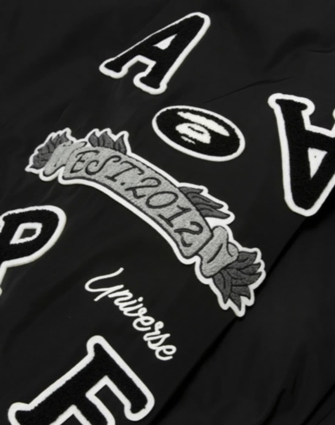 aape 에이프 베이스 문페이스 베이스볼 메인 자켓 바시티 스타디움 블랙 상품이미지8