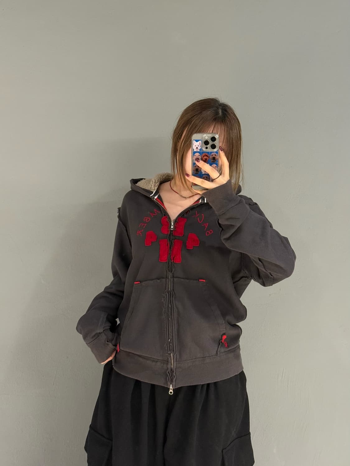 back number lettering 2-way hood zip-up 상품이미지1