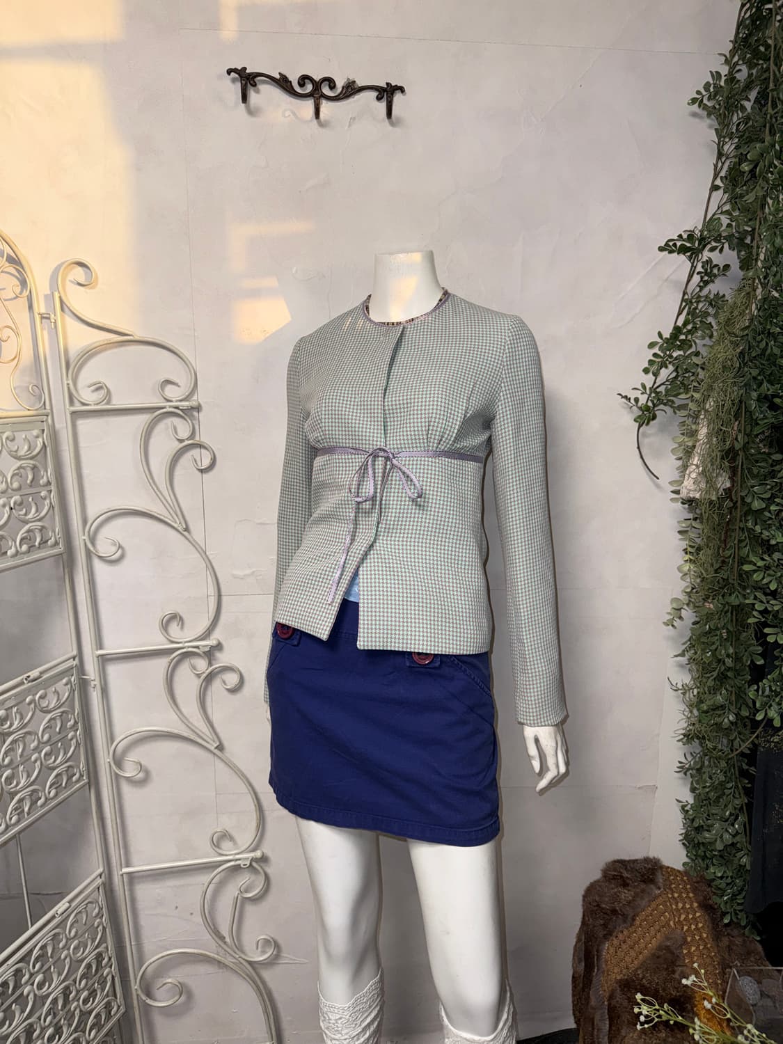 Mint purple houndtooth summer tweed jk 상품이미지6