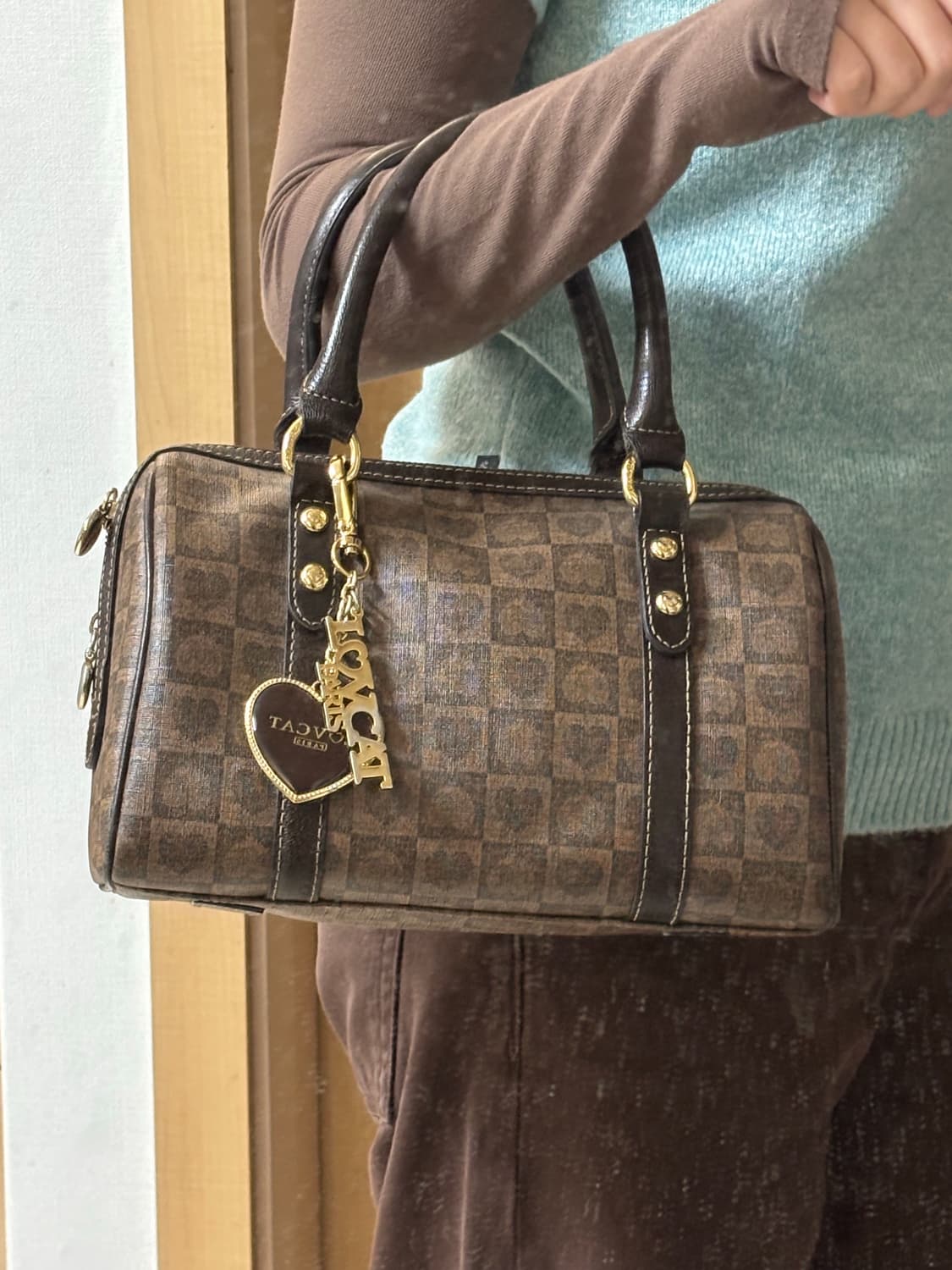 상태좋음) 러브캣 하트패턴 보스턴 토트백 상품이미지4