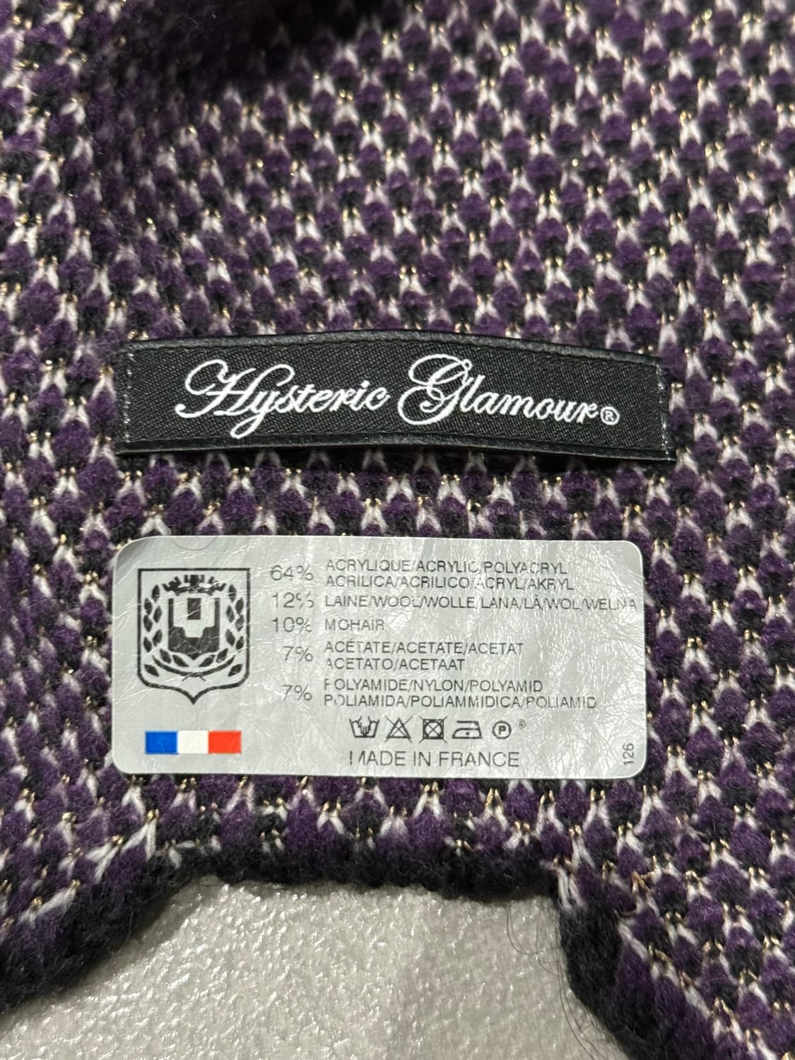 히스테릭 글래머 아카이브 퍽베어 울 모헤어 대형 머플러 목도리 상품이미지2