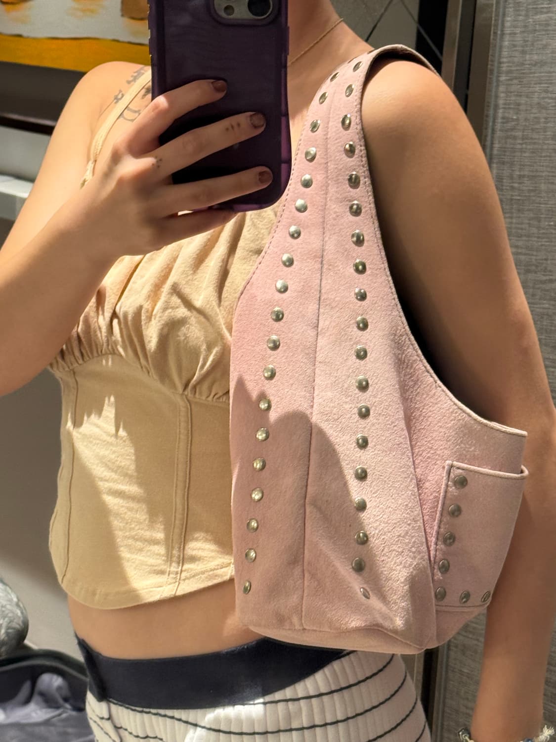 Handmade Studded Suede Bag 상품이미지4