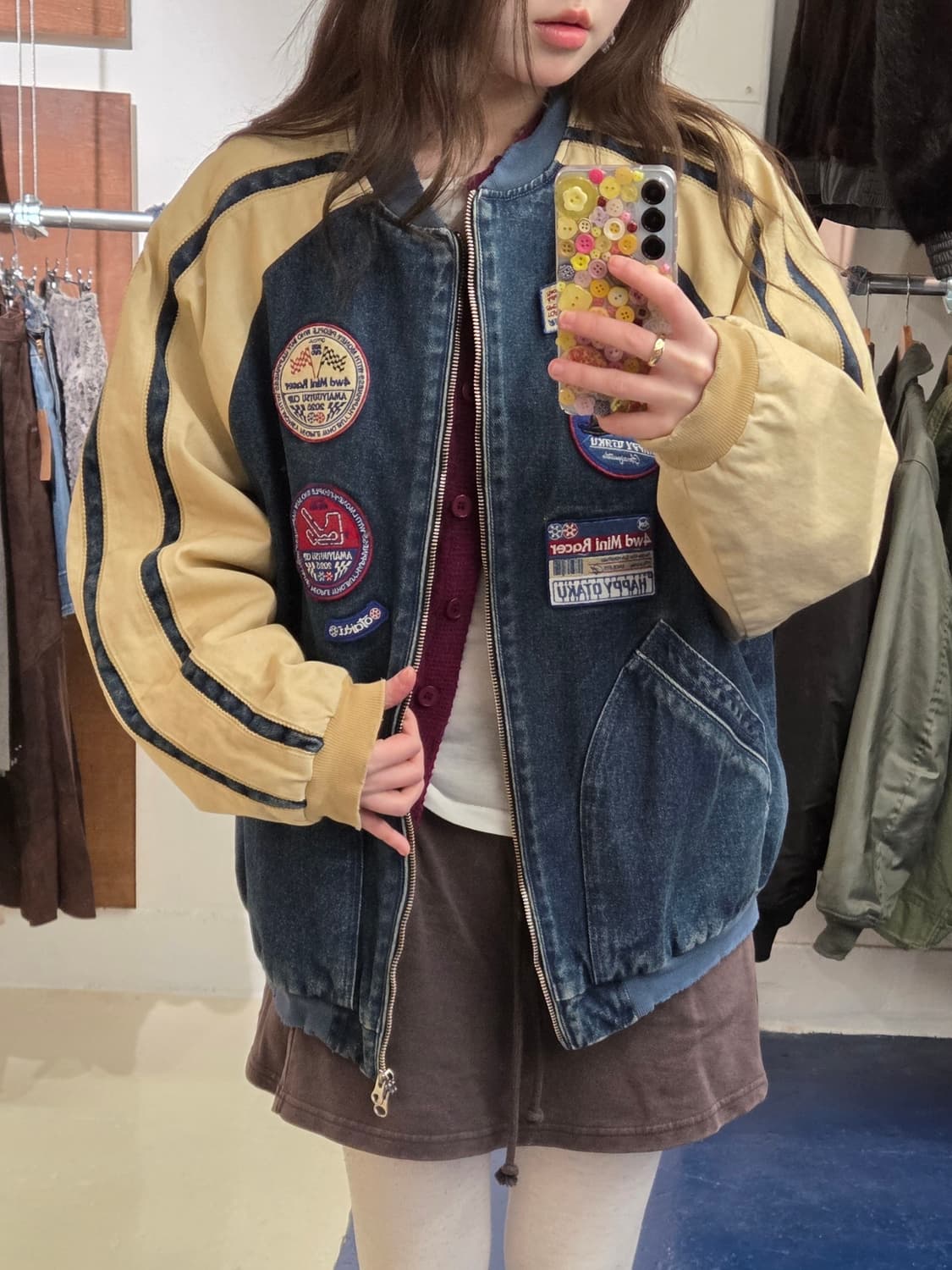 Amaiyuutsu 아마이유우츠 데님 바시티 자켓 상품이미지1