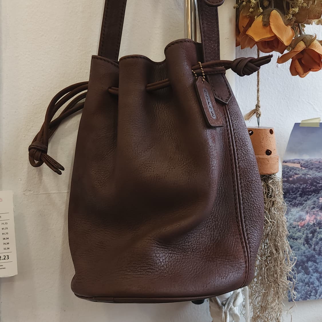 90s 올드코치 레더백 마리에타 드로스트링 숄더백 코치 복조리백 상품이미지9