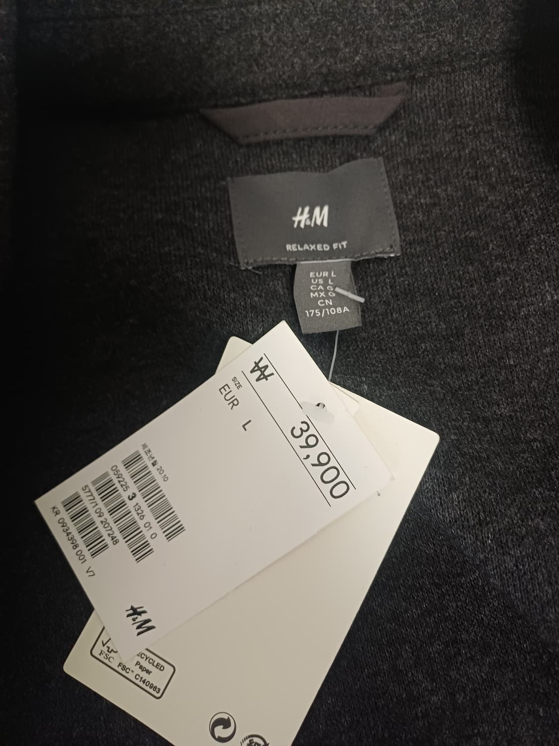 [새상품]H&M 릴랙스핏 셔켓 자켓 차콜그레이 L(실측100~105) 상품이미지6