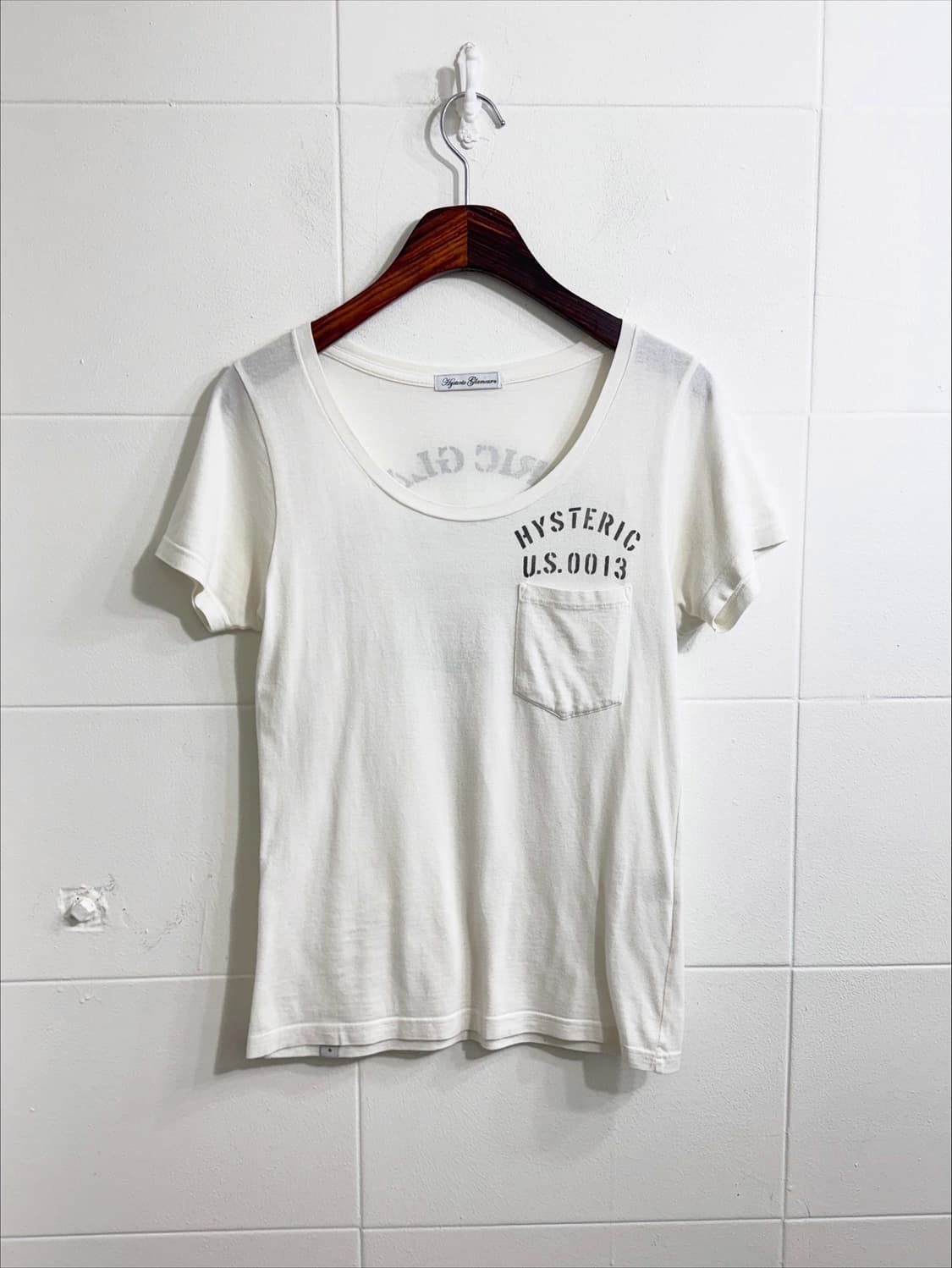 히스테릭글래머 화이트 로고 프린팅 유넥 반팔티 상품이미지3