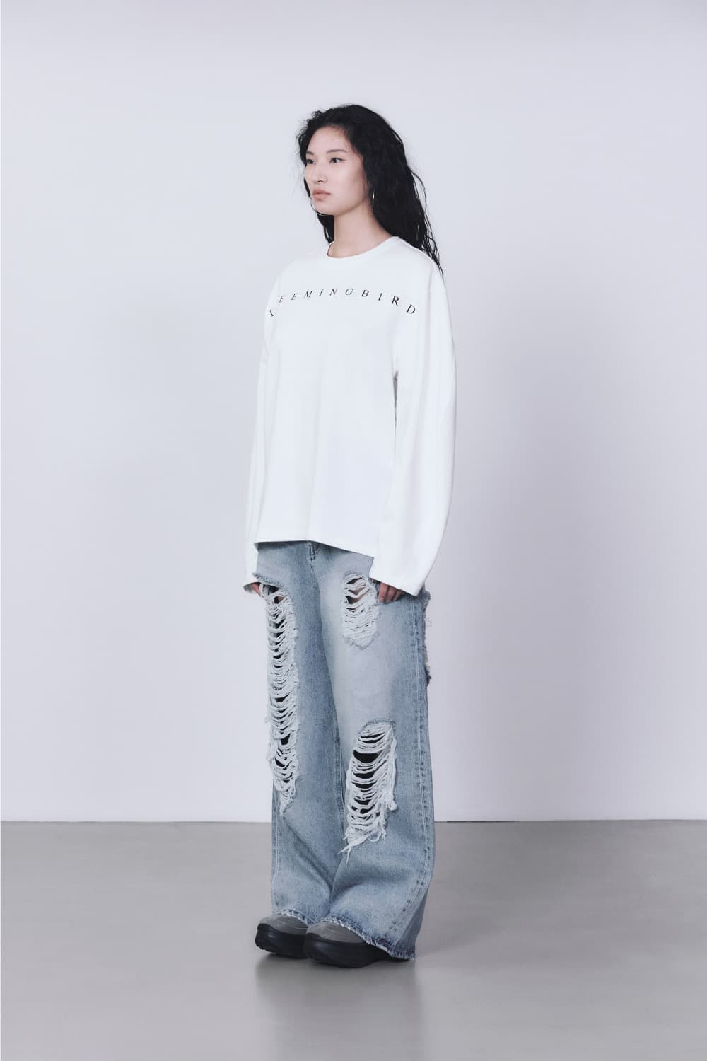 트리밍버드 스크래치 데미지 데님 팬츠 블루 상품이미지4