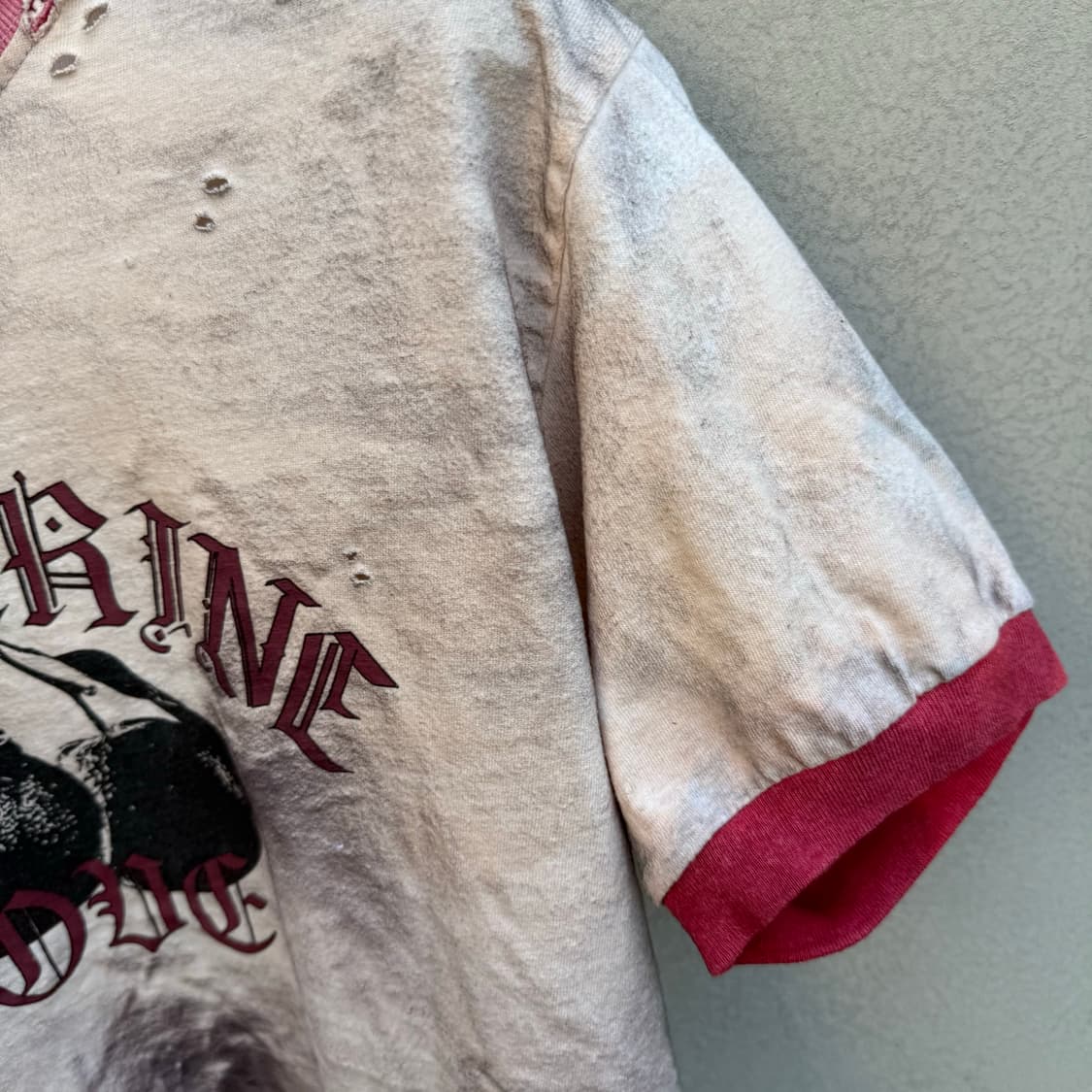 Vintage bleach faded Chicago 링거 반팔티 상품이미지10