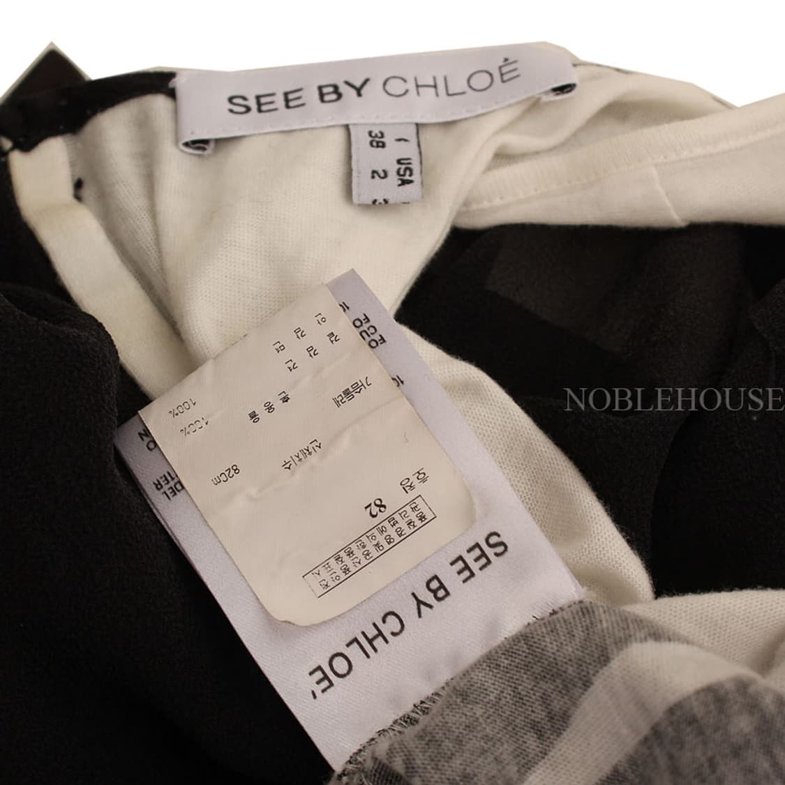 씨바이끌로에 블랙 실크 이중 블라우스(38) 상품이미지4