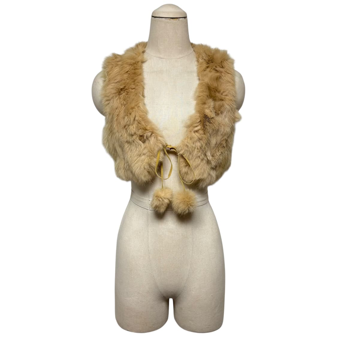 3748 브라운 토끼털 크롭 퍼조끼 퍼베스트 상품이미지1