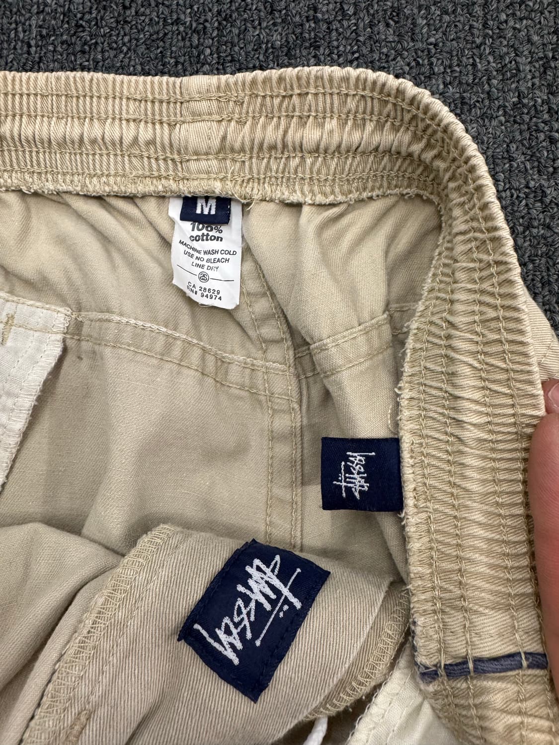 M)90’s 스투시 빈티지 밴딩 베이지 코튼 팬츠 상품이미지4