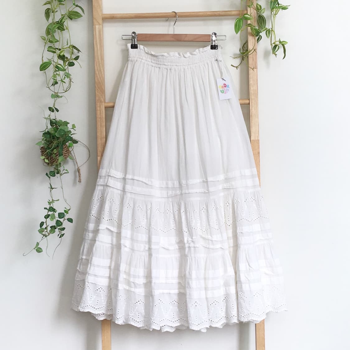 JPN/ 화이트 펀칭 레이스 롱 스커트 화이트롱스커트 모리걸롱스커트  상품이미지1