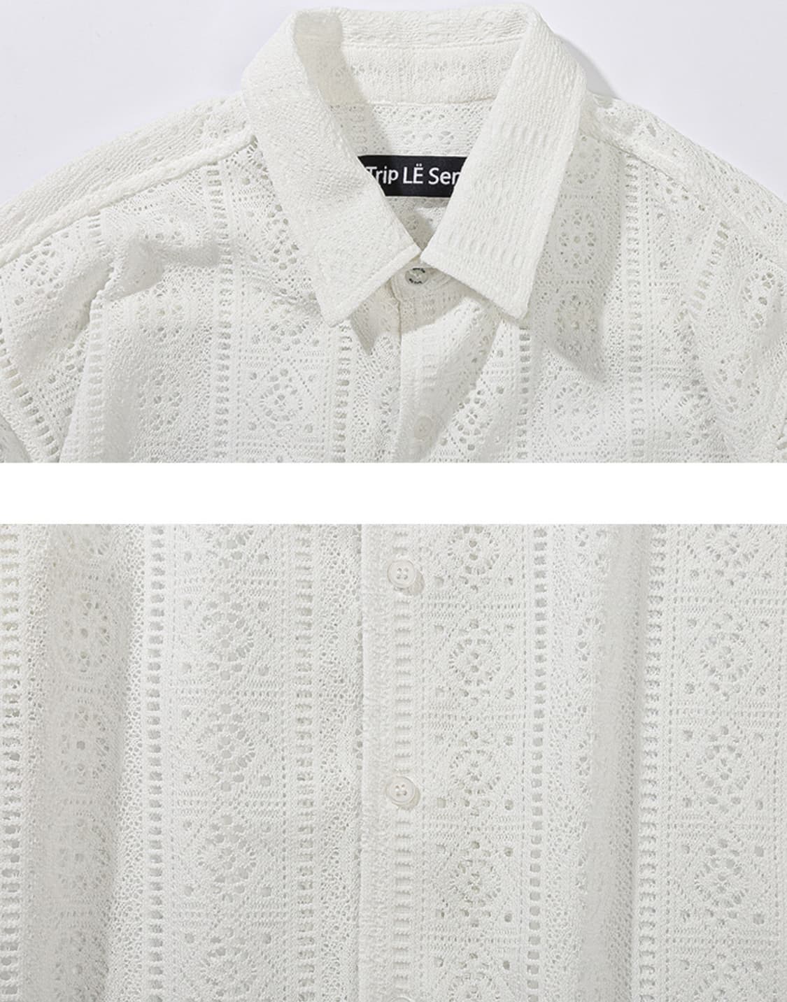 트립르센스 패턴 크로셰 셔츠 화이트 라지 상품이미지6