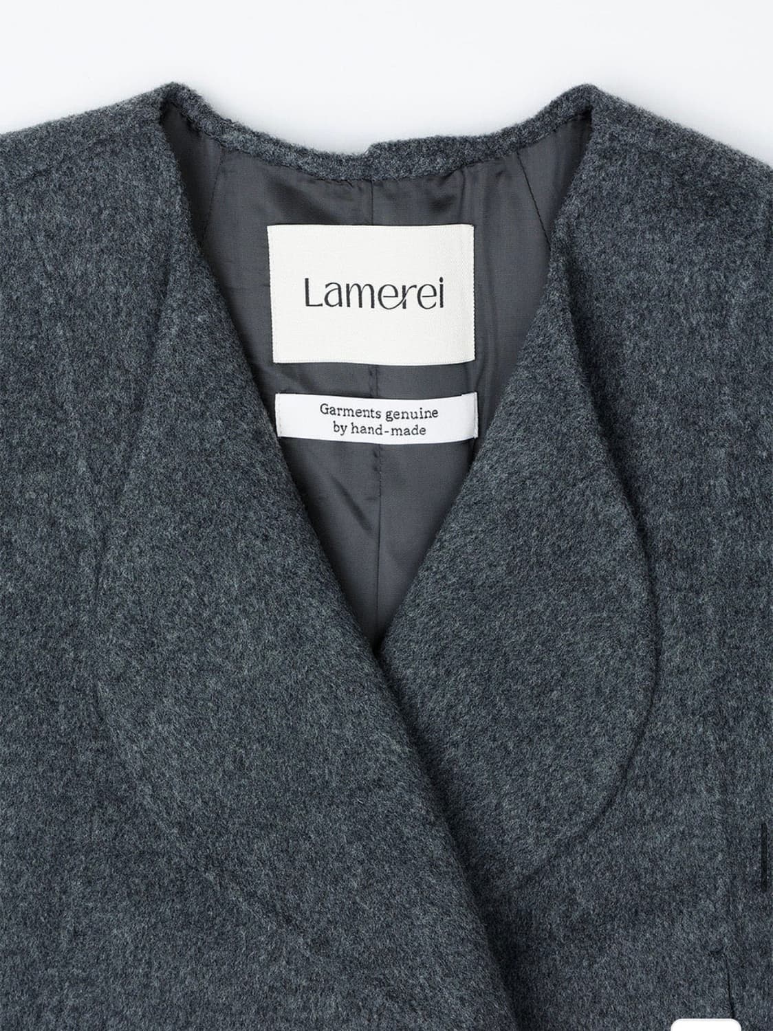 [라메레이] 커브 디테일 숏 핸드메이드 자켓 차콜 상품이미지4