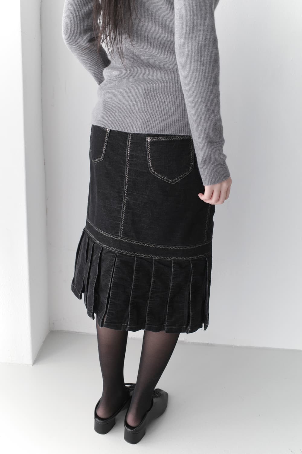 stitch pleats denim skirt  상품이미지7