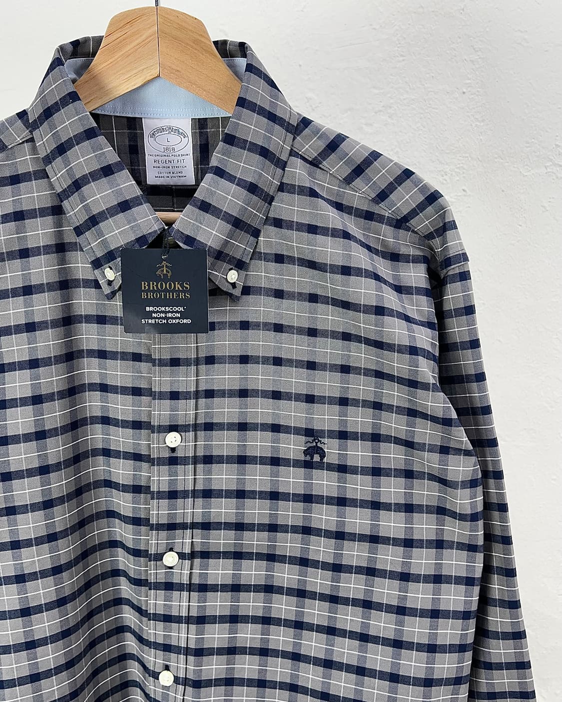 브룩스 브라더스 차콜 그레이 옴브레 체크 플래드 필드 셔츠 상품이미지3