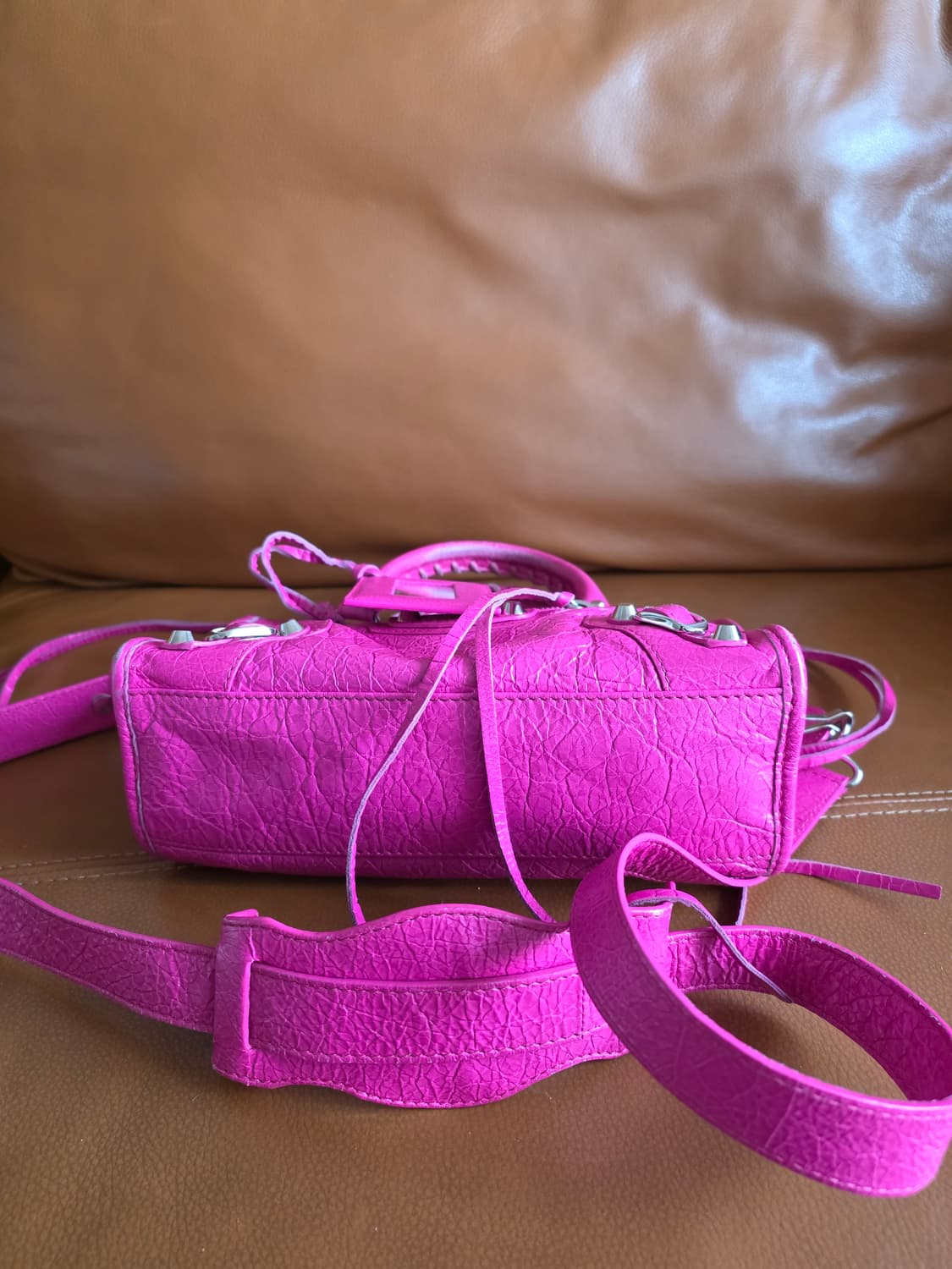 정품 발렌시아가 모터백 르시티백 시티백 미니 푸시아핑크 상품이미지10