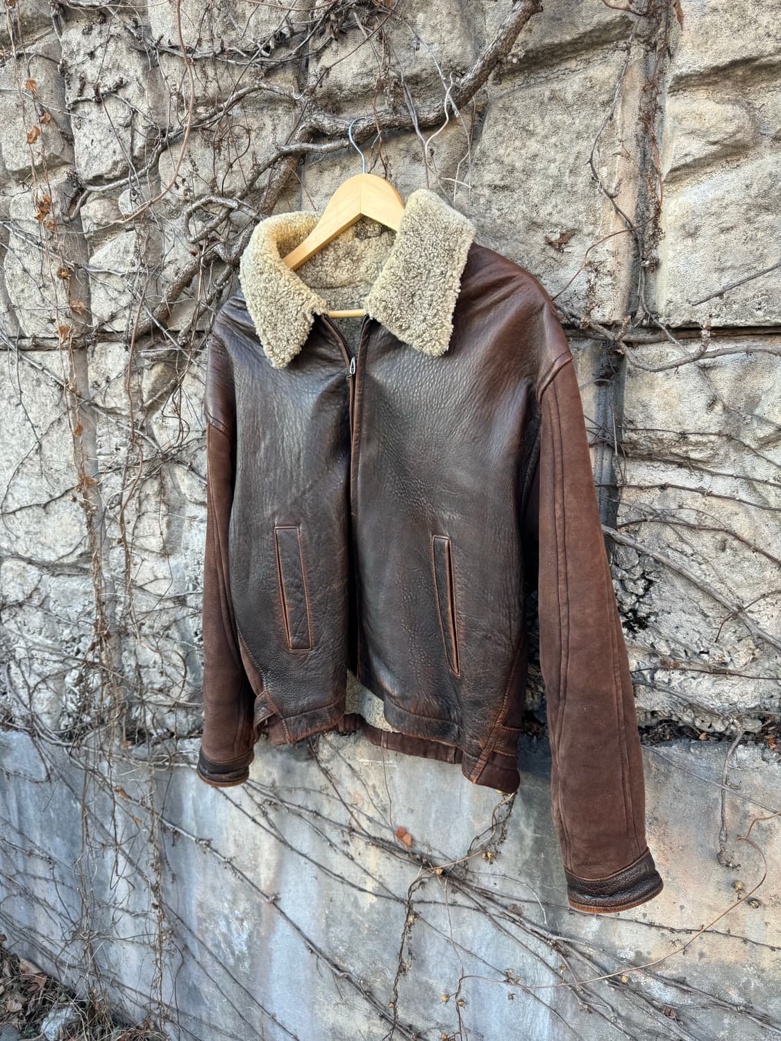 80~90s 국내생산 양가죽 스웨이드 쉐르파 자켓 상품이미지3