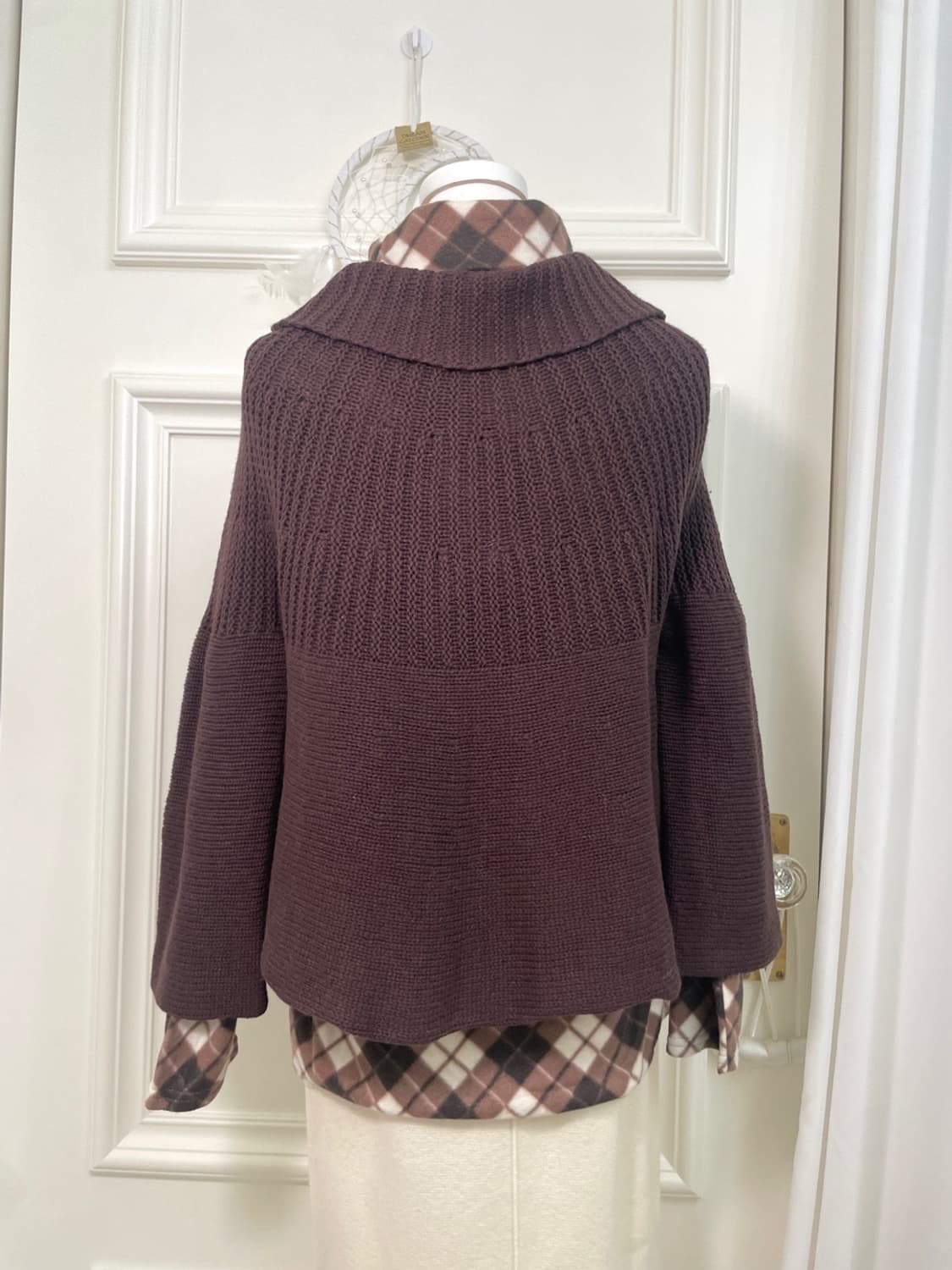 cool brown collar one button cardigan 상품이미지5