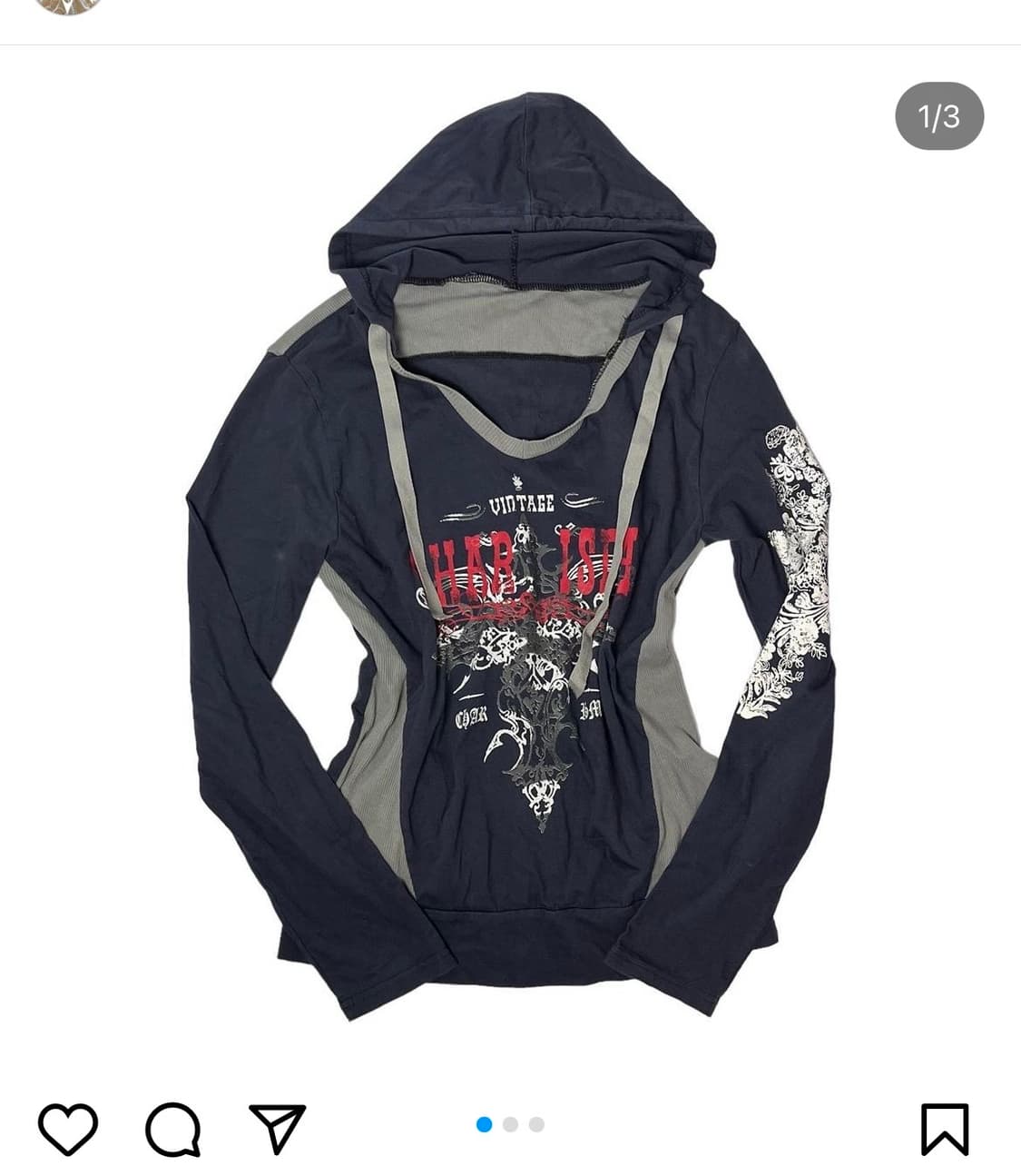 빈티지 펑크 프린팅 니트 후드티 그런지 후드집업 상품이미지1