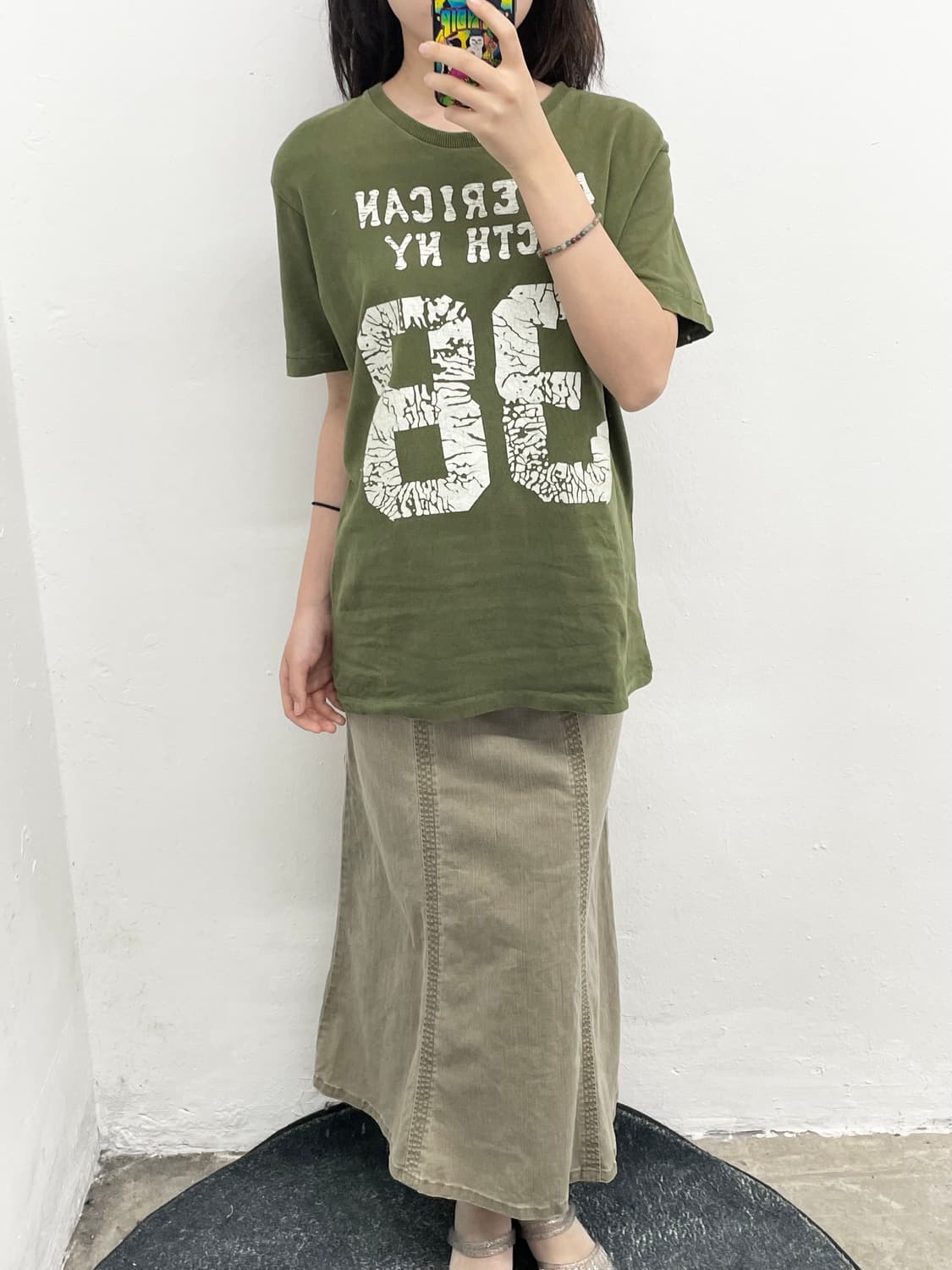 아메리칸피치 올리브 프린팅 티셔츠 상품이미지3